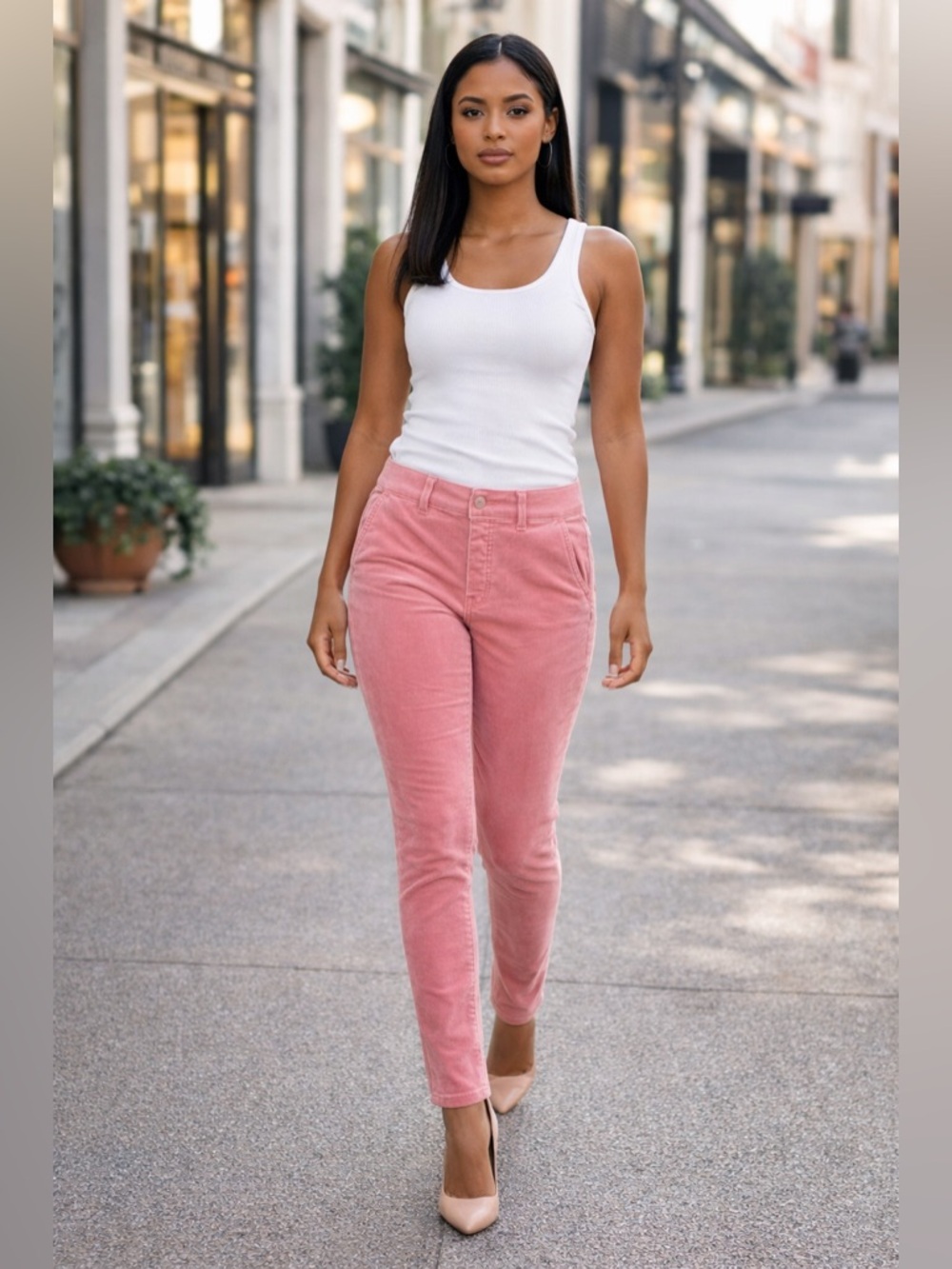 Juicy Couture Pink Corduroy Skinny Pants Womens 26 California Stretch NWT